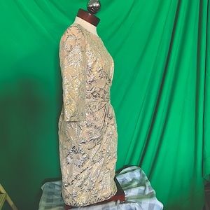 Retro gold lamé floral dress.